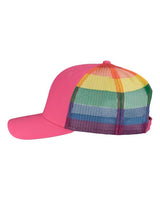 Kati S700M Printed Mesh Trucker Cap #color_Hot Pink/ Rainbow