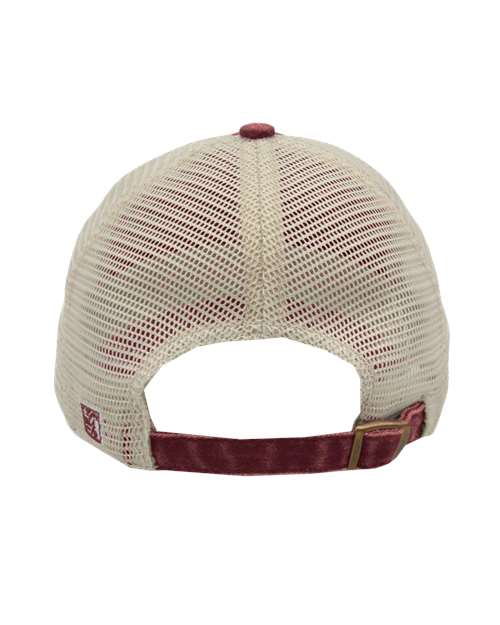 The Game GB460 Pigment-Dyed Trucker Cap #color_Dark Maroon/ Stone