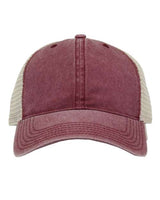 The Game GB460 Pigment-Dyed Trucker Cap #color_Dark Maroon/ Stone
