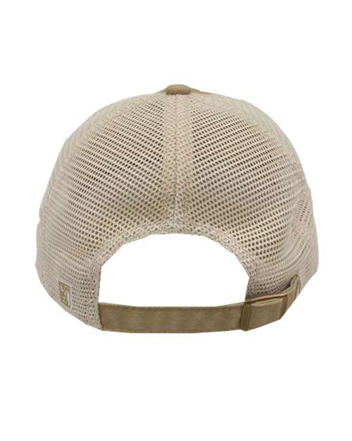 The Game GB460 Pigment-Dyed Trucker Cap #color_Khaki/ Stone