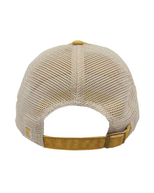 The Game GB460 Pigment-Dyed Trucker Cap #color_Mustard Yellow/ Stone