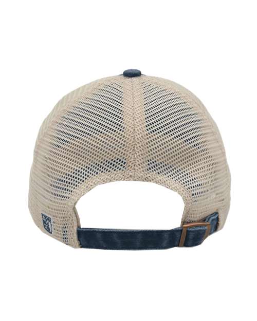 The Game GB460 Pigment-Dyed Trucker Cap #color_Navy/ Stone