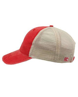 The Game GB460 Pigment-Dyed Trucker Cap #color_Red/ Stone