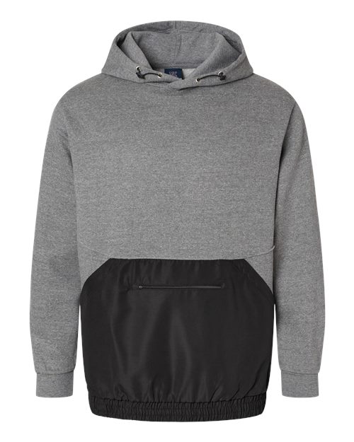 MV Sport 23112 Mixed Media Hooded Sweatshirt #color_Graphite/ Black