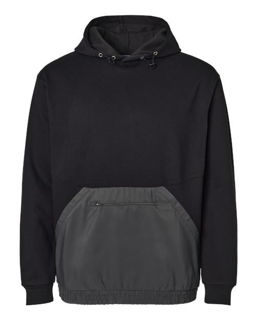 MV Sport 23112 Mixed Media Hooded Sweatshirt #color_Black/ Charcoal