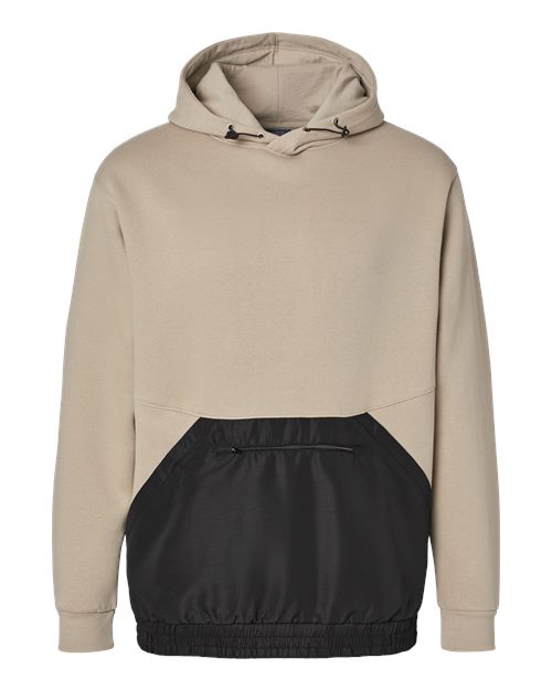 MV Sport 23112 Mixed Media Hooded Sweatshirt #color_Atmosphere/ Black