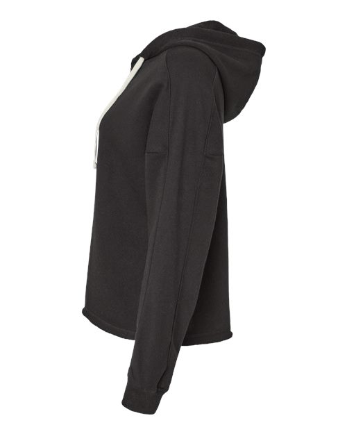 MV Sport W23101 Women's Angel Fleece Crop Hooded Sweatshirt #color_Black