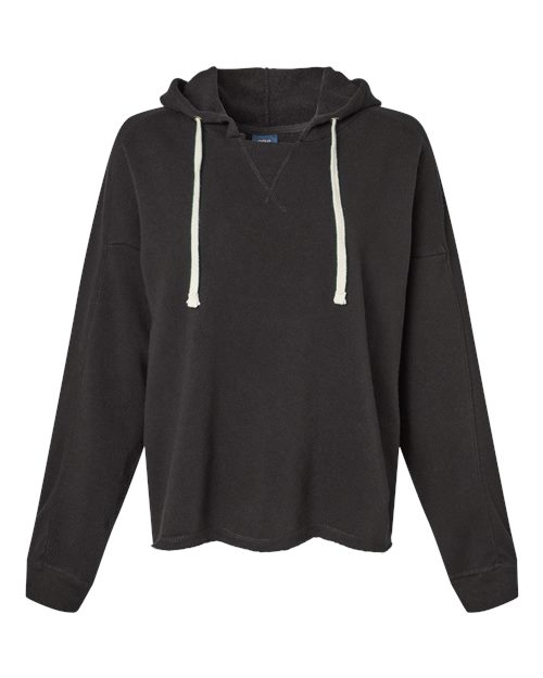 MV Sport W23101 Women's Angel Fleece Crop Hooded Sweatshirt #color_Black