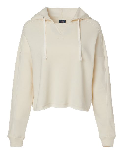 MV Sport W23101 Women's Angel Fleece Crop Hooded Sweatshirt #color_Ecru