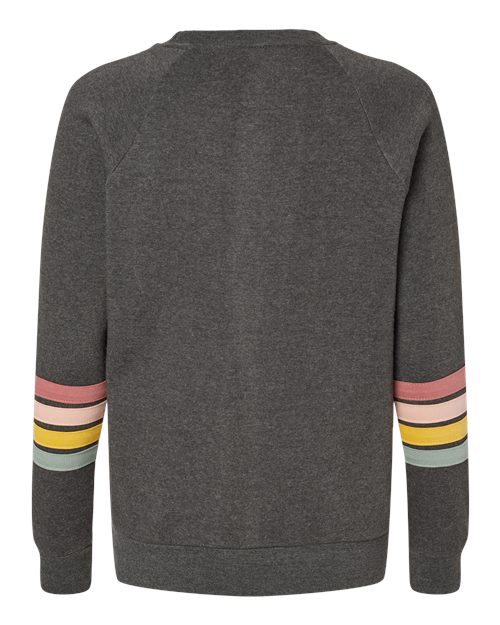 MV Sport W23152 Women's Striped Sleeves Crewneck Sweatshirt #color_Charcoal