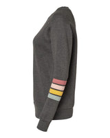 MV Sport W23152 Women's Striped Sleeves Crewneck Sweatshirt #color_Charcoal