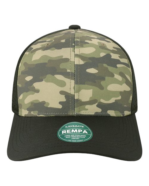 LEGACY REMPA Reclaim Mid-Pro Adjustable Cap #color_Dark Olive Green Camo/ Black