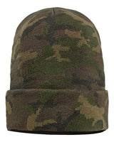 "Sportsman SP12 12" Solid Cuffed Beanie #color_Green Camo"