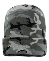 "Sportsman SP12 12" Solid Cuffed Beanie #color_Grey Camo"