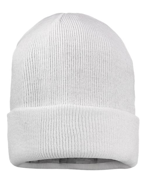 ""Sportsman SP12JL 12" Jersey Lined Cuffed Beanie" #color_White"