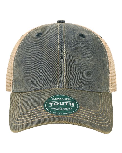 LEGACY OFAY Youth Old Favorite Trucker Cap #color_Navy/ Khaki