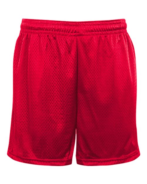 ""Badger 2225 Youth Tricot 4" Mesh Shorts" #color_Red"