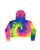 Colortone 8333 Women's Tie-Dyed Crop Hooded Sweatshirt #color_Neon Rainbow