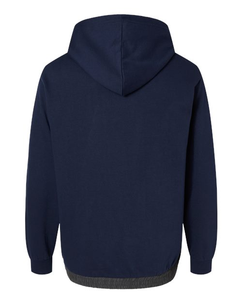 MV Sport 23112 Mixed Media Hooded Sweatshirt #color_Navy/ Charcoal