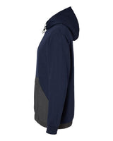 MV Sport 23112 Mixed Media Hooded Sweatshirt #color_Navy/ Charcoal