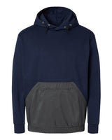 MV Sport 23112 Mixed Media Hooded Sweatshirt #color_Navy/ Charcoal