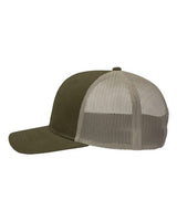 Sportsman SP1650 Modern Six-Panel Trucker Fit Cap #color_Dark Olive Green/ Khaki