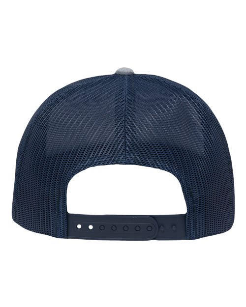 Sportsman SP1650 Modern Six-Panel Trucker Fit Cap #color_Ice Blue Heather/ Navy