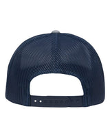 Sportsman SP1650 Modern Six-Panel Trucker Fit Cap #color_Ice Blue Heather/ Navy