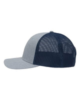 Sportsman SP1650 Modern Six-Panel Trucker Fit Cap #color_Ice Blue Heather/ Navy