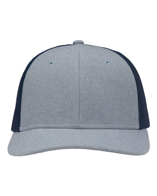 Sportsman SP1650 Modern Six-Panel Trucker Fit Cap #color_Ice Blue Heather/ Navy