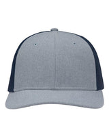 Sportsman SP1650 Modern Six-Panel Trucker Fit Cap #color_Ice Blue Heather/ Navy