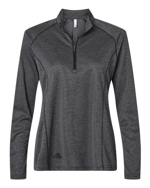 Adidas A594 Women's Space Dyed Quarter-Zip Pullover #color_Black Melange