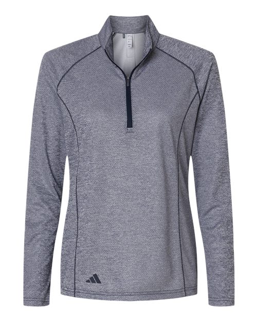 Adidas A594 Women's Space Dyed Quarter-Zip Pullover #color_Collegiate Navy Melange