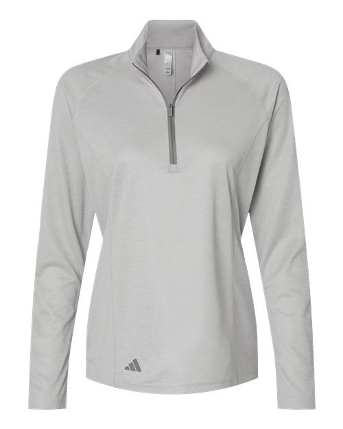 Adidas A594 Women's Space Dyed Quarter-Zip Pullover #color_Grey One Heather