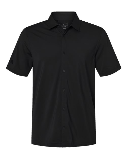 Adidas A595 Button Down Short Sleeve Shirt #color_Black