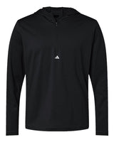 Adidas A596 Lightweight Performance Quarter-Zip Hooded Pullover #color_Black