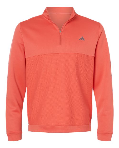 Adidas A2001 Ultimate365 Textured Quarter-Zip Pullover #color_Preloved Scarlet