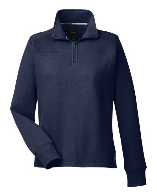 Nautica N17397 Ladies' Anchor Quarter-Zip Pullover #color_NAUTICA NAVY
