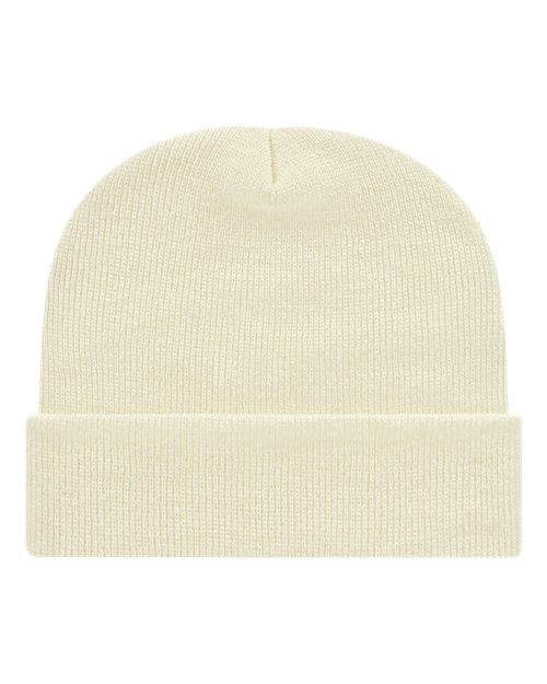 "CAP AMERICA TKN24 USA-Made 12" Cuffed Beanie #color_Ivory"