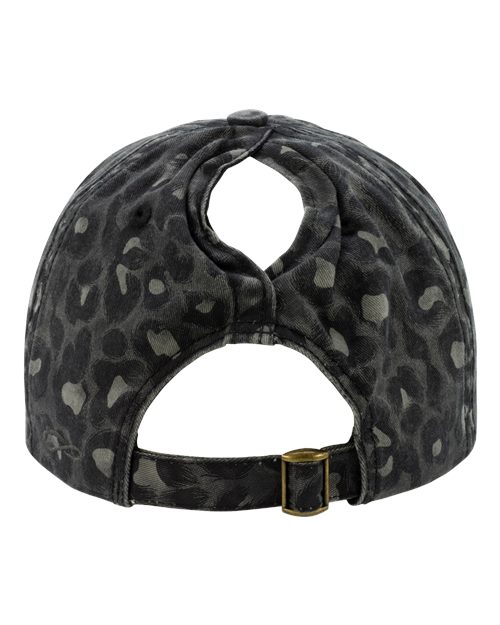 Infinity Her HATTIE Women's Garment-Washed Fashion Print Cap #color_Black Leopard