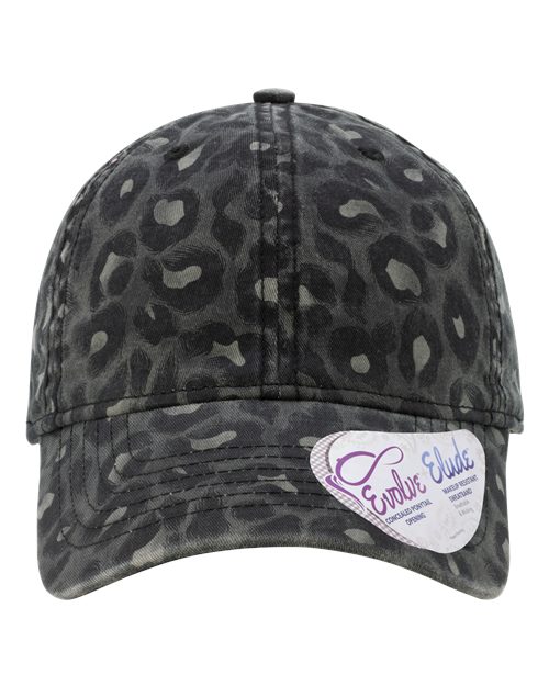Infinity Her HATTIE Women's Garment-Washed Fashion Print Cap #color_Black Leopard