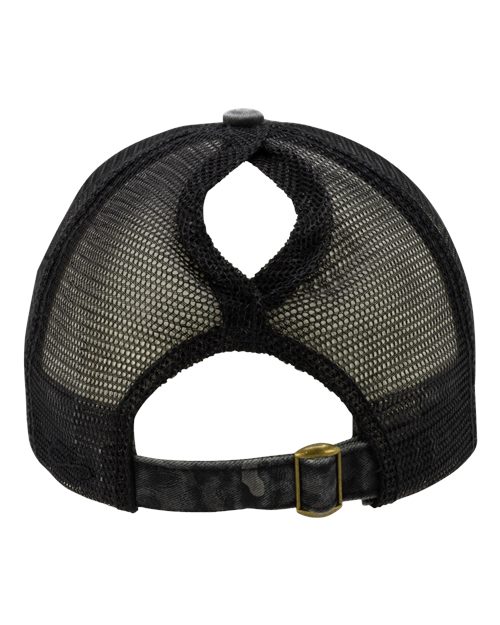 Infinity Her JANET Women's Printed Visor with Mesh Back Cap #color_Black/ Black Leopard/ Black