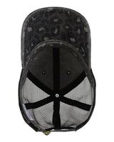 Infinity Her JANET Women's Printed Visor with Mesh Back Cap #color_Black/ Black Leopard/ Black