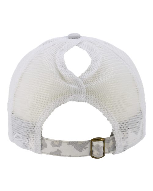Infinity Her JANET Women's Printed Visor with Mesh Back Cap #color_Grey/ Snow Leopard/ White