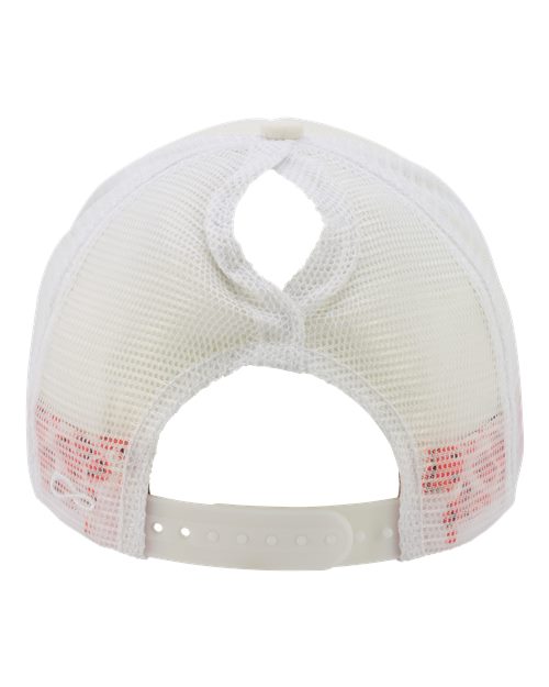 Infinity Her ROSIE Women's Foam Trucker Cap #color_Ivory/ Lavender/ White/ Smiley