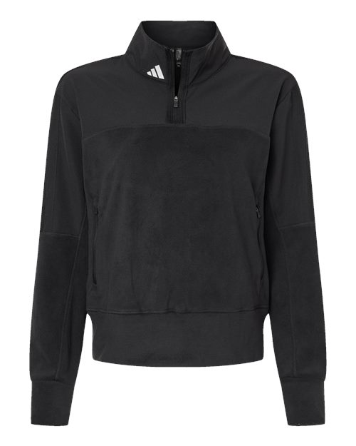 Adidas A601 Women's Fleece Quarter-Zip Pullover #color_Black