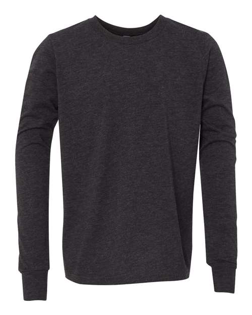 Bella + Canvas 3501Y Youth Jersey Long-Sleeve T-Shirt #color_CHAR-BLK TRIBND