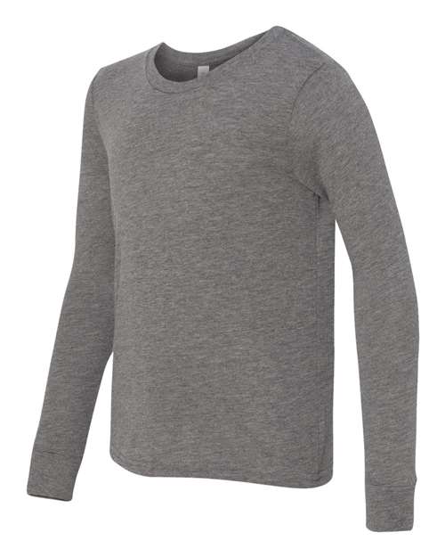 Bella + Canvas 3501Y Youth Jersey Long-Sleeve T-Shirt #color_GREY TRIBLEND