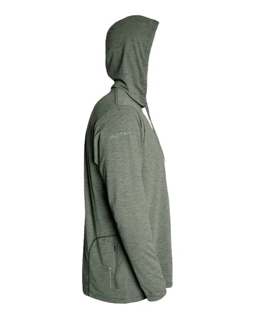 ANETIK MVLPRH8 Low Pro Tech Hooded Long Sleeve T-Shirt #color_Dark Olive Heathered