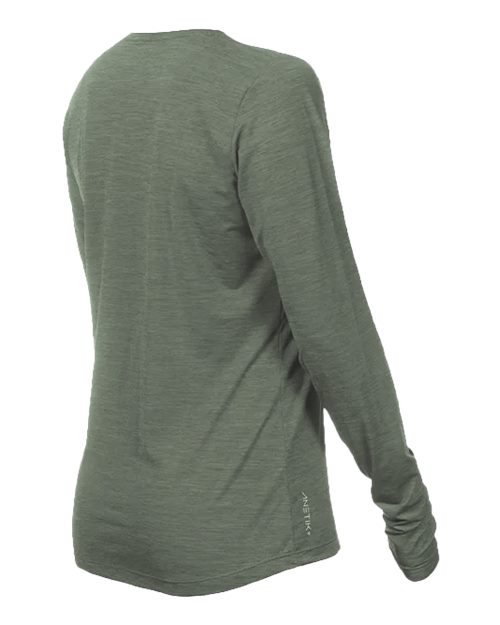 ANETIK WSBRZL0 Women's Breeze Tech Long Sleeve T-Shirt #color_Dark Olive Heathered